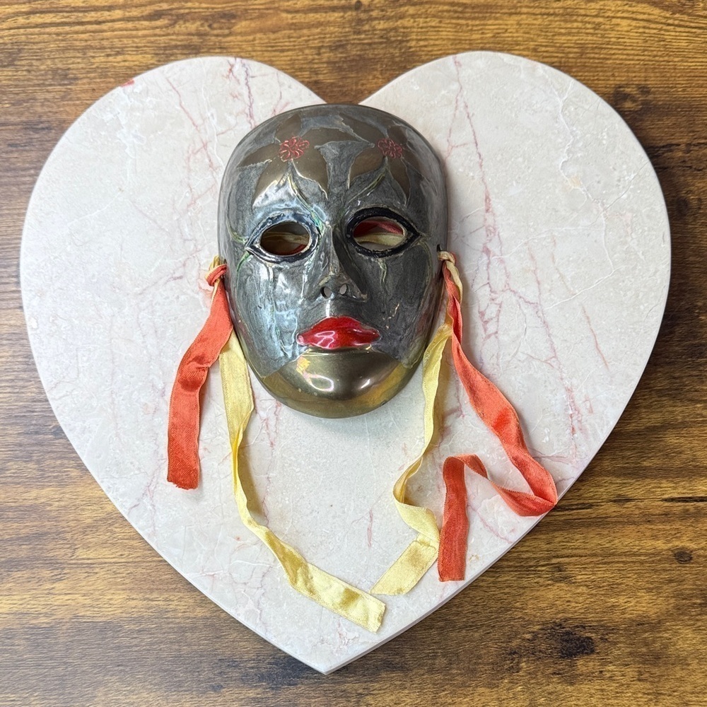 Bronze Mask with Red and Yellow Accents